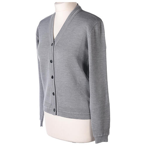 Short pearl grey jacket In Primis, plain fabric, 50% merino wool 50% acrylic 3