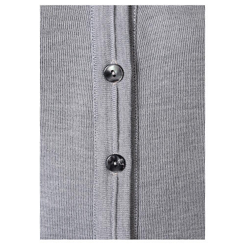 Short pearl grey jacket In Primis, plain fabric, 50% merino wool 50% acrylic 4