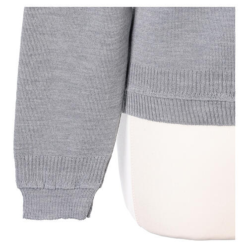 Short pearl grey jacket In Primis, plain fabric, 50% merino wool 50% acrylic 5