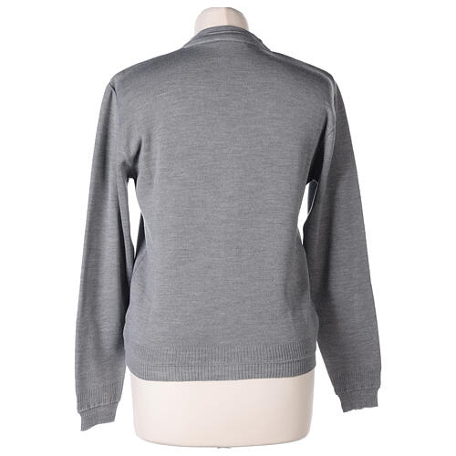 Short pearl grey jacket In Primis, plain fabric, 50% merino wool 50% acrylic 6