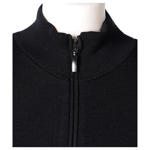 Black nun jacket with mandarin collar and zip 50% acrylic 50% merino wool In Primis 2