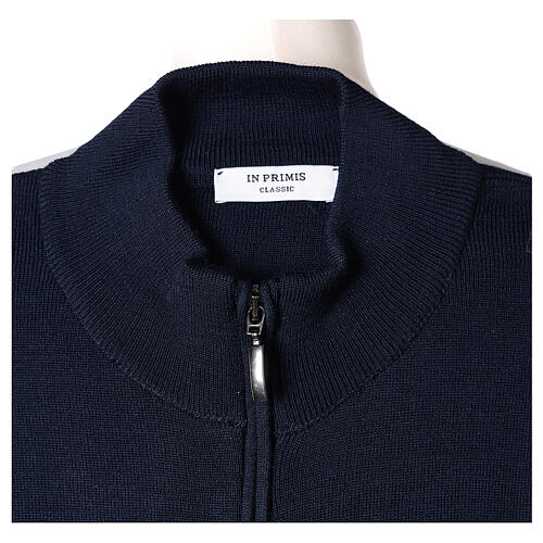 Turtleneck zipped jacket In Primis for nuns, blue colour, 50% merino wool 50% acrylic 6