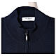 Casaco azul com fecho e bolsos gola coreana para freira, 50% acrílico e 50% lã de merino, linha "In Primis" s6