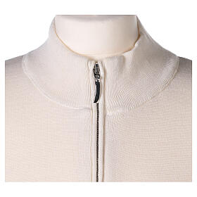 Turtleneck zipped jacket In Primis for nuns, white colour, 50% merino wool 50% acrylic