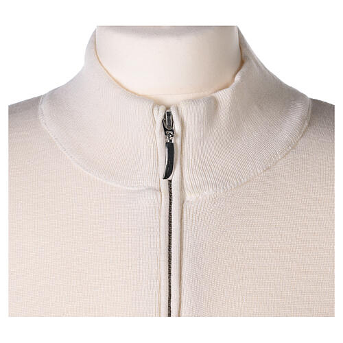 Turtleneck zipped jacket In Primis for nuns, white colour, 50% merino wool 50% acrylic 2