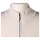 Casaco branco com fecho e bolsos gola coreana para freira, 50% acrílico e 50% lã de merino, linha "In Primis" s2