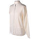 Casaco branco com fecho e bolsos gola coreana para freira, 50% acrílico e 50% lã de merino, linha "In Primis" s3