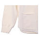 Casaco branco com fecho e bolsos gola coreana para freira, 50% acrílico e 50% lã de merino, linha "In Primis" s4