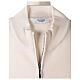 Casaco branco com fecho e bolsos gola coreana para freira, 50% acrílico e 50% lã de merino, linha "In Primis" s6