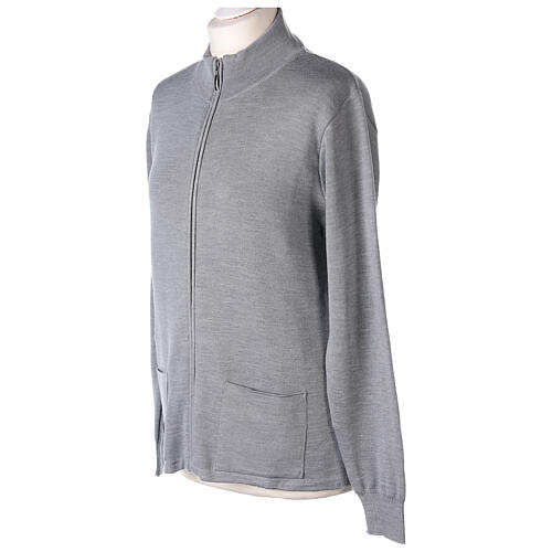 Turtleneck zipped jacket In Primis for nuns, pearl grey, 50% merino wool 50% acrylic 3