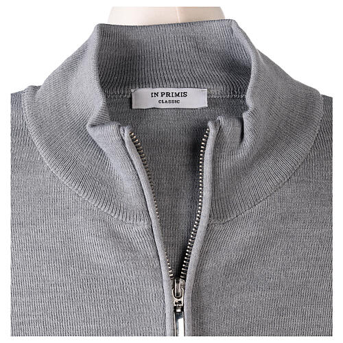 Turtleneck zipped jacket In Primis for nuns, pearl grey, 50% merino wool 50% acrylic 6