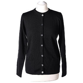 Crew-neck cardigan In Primis for nuns, black colour, PLUS SIZES, 50% merino wool 50% acrylic
