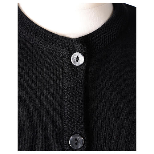 Crew-neck cardigan In Primis for nuns, black colour, PLUS SIZES, 50% merino wool 50% acrylic 2