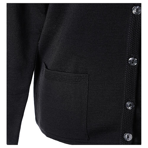 Crew-neck cardigan In Primis for nuns, black colour, PLUS SIZES, 50% merino wool 50% acrylic 5