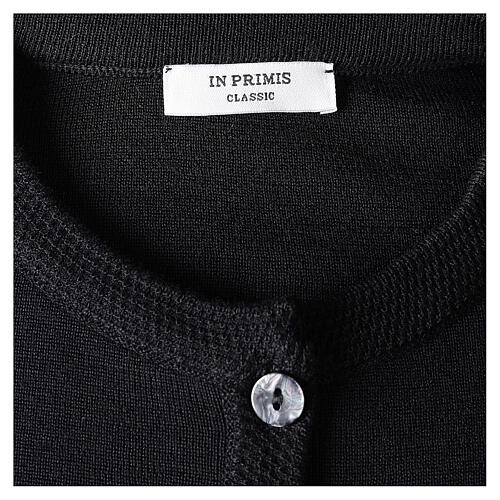 Crew-neck cardigan In Primis for nuns, black colour, PLUS SIZES, 50% merino wool 50% acrylic 7