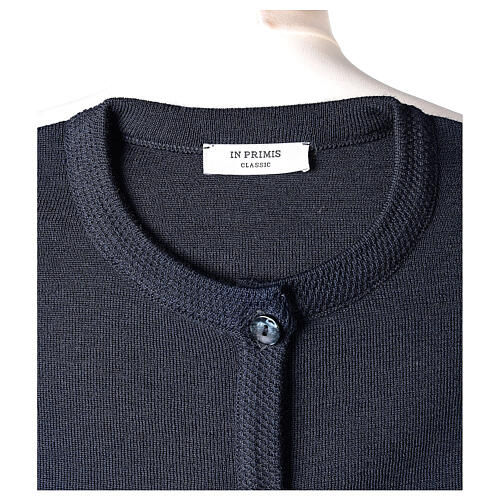 Crew-neck cardigan In Primis for nuns, blue colour, PLUS SIZES, 50% merino wool 50% acrylic 7