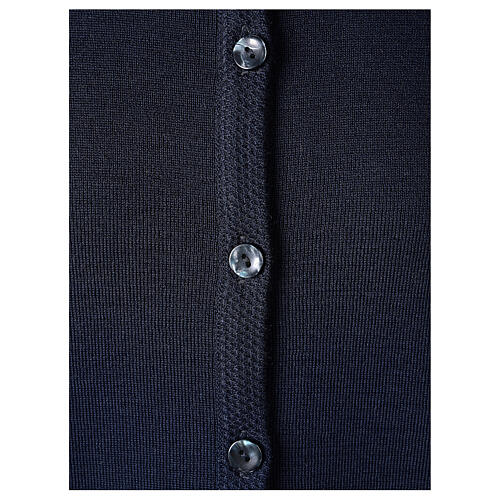 Casaco azul para religiosa gola mandarim bolsos tamanhos universais, linha In Primis, 50% lã de merino 50% acrílico 4