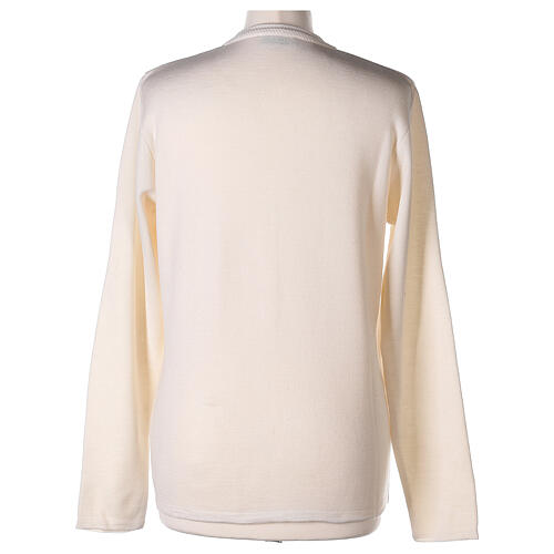 Crew-neck cardigan In Primis for nuns, white colour, PLUS SIZES, 50% merino wool 50% acrylic 6