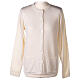 Nun white crew neck cardigan with pockets PLUS SIZES 50% merino wool 50% acrylic In Primis s1