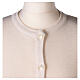 Nun white crew neck cardigan with pockets PLUS SIZES 50% merino wool 50% acrylic In Primis s2