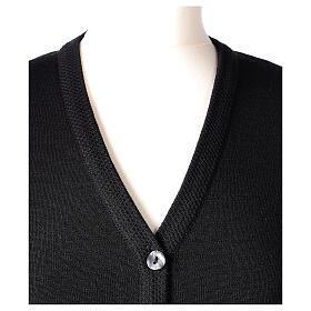V-neck cardigan In Primis for nuns, black colour, PLUS SIZES, 50% merino wool 50% acrylic