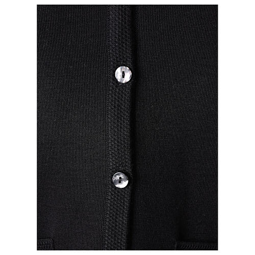 V-neck cardigan In Primis for nuns, black colour, PLUS SIZES, 50% merino wool 50% acrylic 4