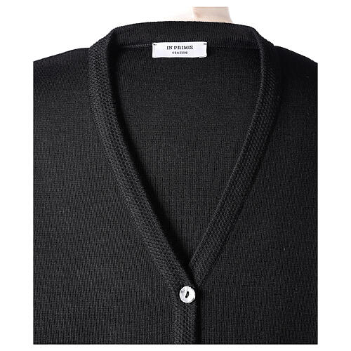 V-neck cardigan In Primis for nuns, black colour, PLUS SIZES, 50% merino wool 50% acrylic 7