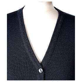 V-neck cardigan In Primis for nuns, blue colour, PLUS SIZES, 50% merino wool 50% acrylic