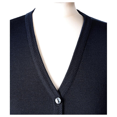 V-neck cardigan In Primis for nuns, blue colour, PLUS SIZES, 50% merino wool 50% acrylic 2
