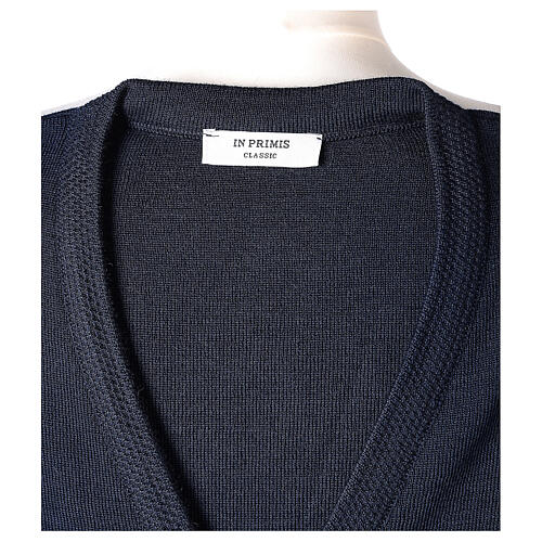 V-neck cardigan In Primis for nuns, blue colour, PLUS SIZES, 50% merino wool 50% acrylic 7