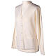 Damen-Cardigan, Große Größen, Weiß, mit 2 Taschen und V-Ausschnitt, 50% Acryl - 50% Merinowolle, In Primis s3