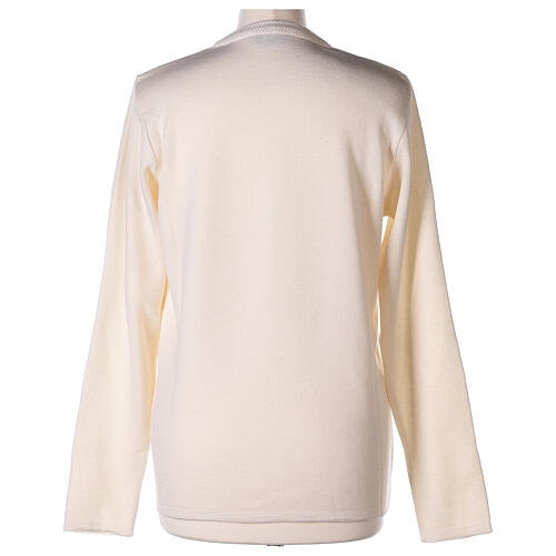 V-neck cardigan In Primis for nuns, white colour, PLUS SIZES, 50% merino wool 50% acrylic 6