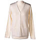 Nun white V-neck cardigan with pockets PLUS SIZES 50% merino wool 50% acrylic In Primis s1