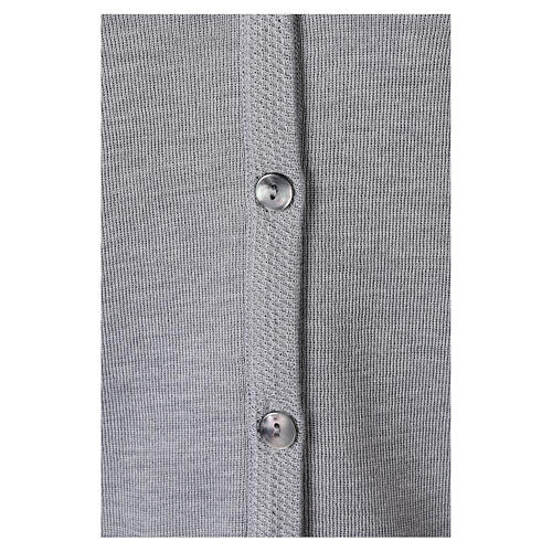 V-neck cardigan In Primis for nuns, pearl grey colour, PLUS SIZES, 50% merino wool 50% acrylic 4