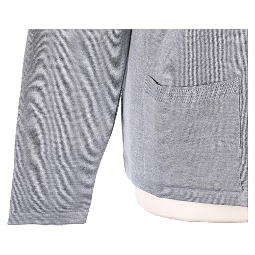 V-neck cardigan In Primis for nuns, pearl grey colour, PLUS SIZES, 50% merino wool 50% acrylic 5