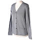 V-neck cardigan In Primis for nuns, pearl grey colour, PLUS SIZES, 50% merino wool 50% acrylic s3