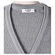 V-neck cardigan In Primis for nuns, pearl grey colour, PLUS SIZES, 50% merino wool 50% acrylic s7