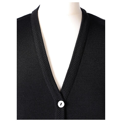 Sleeveless V-neck cardigan In Primis for nuns, black colour, PLUS SIZES, 50% merino wool 50% acrylic 2
