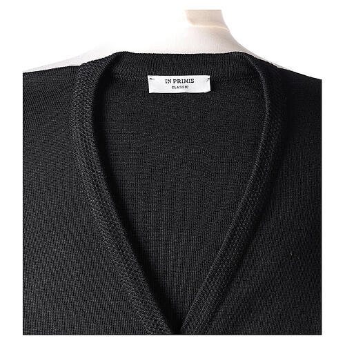 Sleeveless V-neck cardigan In Primis for nuns, black colour, PLUS SIZES, 50% merino wool 50% acrylic 7