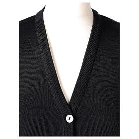 Nun black sleeveless cardigan with V-neck and pockets PLUS SIZES 50% merino wool 50% acrylic In Primis