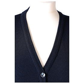 Sleeveless V-neck cardigan In Primis for nuns, blue colour, PLUS SIZES, 50% merino wool 50% acrylic