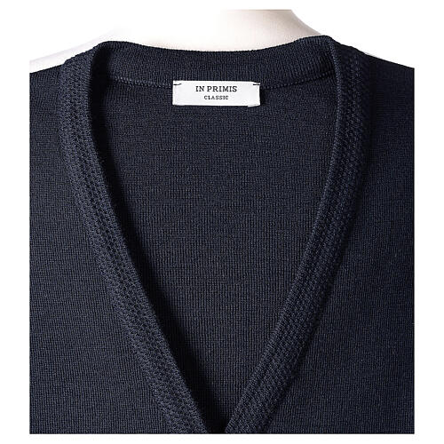 Sleeveless V-neck cardigan In Primis for nuns, blue colour, PLUS SIZES, 50% merino wool 50% acrylic 7