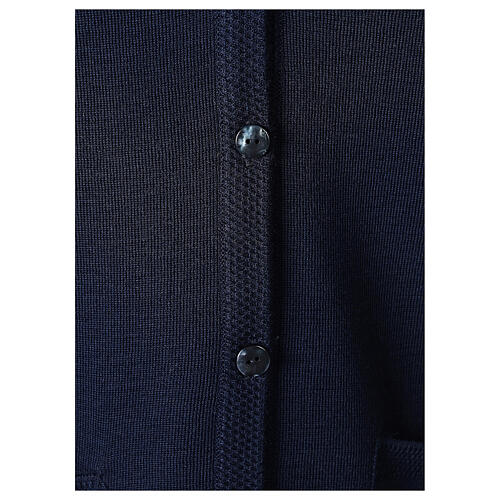 Nun blue sleeveless cardigan with V-neck and pockets PLUS SIZES 50% merino wool 50% acrylic In Primis 4