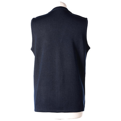 Nun blue sleeveless cardigan with V-neck and pockets PLUS SIZES 50% merino wool 50% acrylic In Primis 6