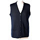 Nun blue sleeveless cardigan with V-neck and pockets PLUS SIZES 50% merino wool 50% acrylic In Primis s1