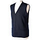 Nun blue sleeveless cardigan with V-neck and pockets PLUS SIZES 50% merino wool 50% acrylic In Primis s3