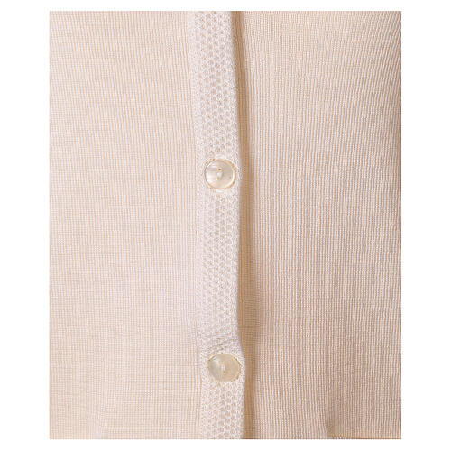 Sleeveless V-neck cardigan In Primis for nuns, White colour, PLUS SIZES, 50% merino wool 50% acrylic 4