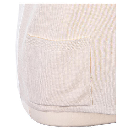 Sleeveless V-neck cardigan In Primis for nuns, White colour, PLUS SIZES, 50% merino wool 50% acrylic 5
