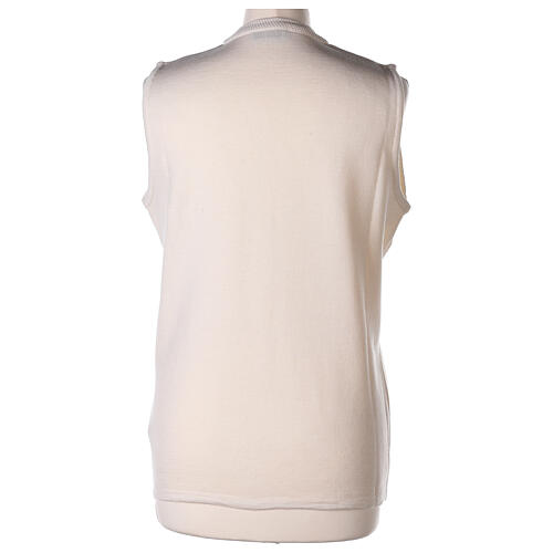 Sleeveless V-neck cardigan In Primis for nuns, White colour, PLUS SIZES, 50% merino wool 50% acrylic 6