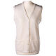 Nun white sleeveless cardigan with V-neck and pockets PLUS SIZES 50% merino wool 50% acrylic In Primis s1